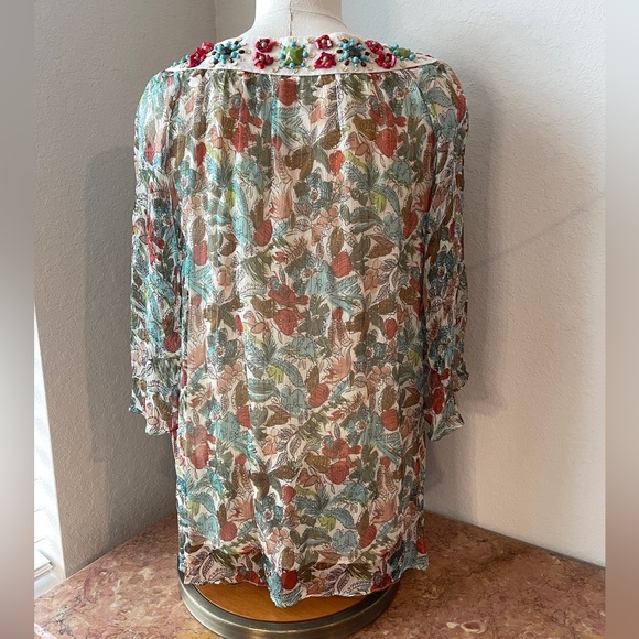 Nanette Lepore Beaded Neckline w/ Keyhole design & Silk & Metallic Fabric Size 2 - Picture 4 of 10